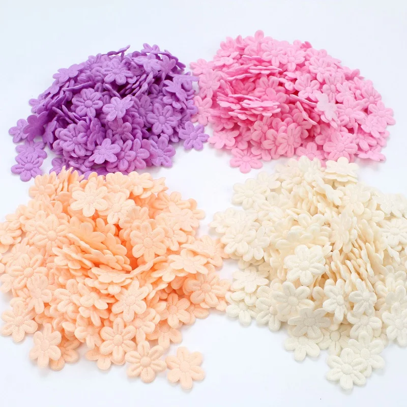 Artificial Flower 100pcs Five-petal Wedding Flower Embossing DIY Sewing Craft Children's Hair Accessories Jewelry Cloth Stickers Festival Decor
