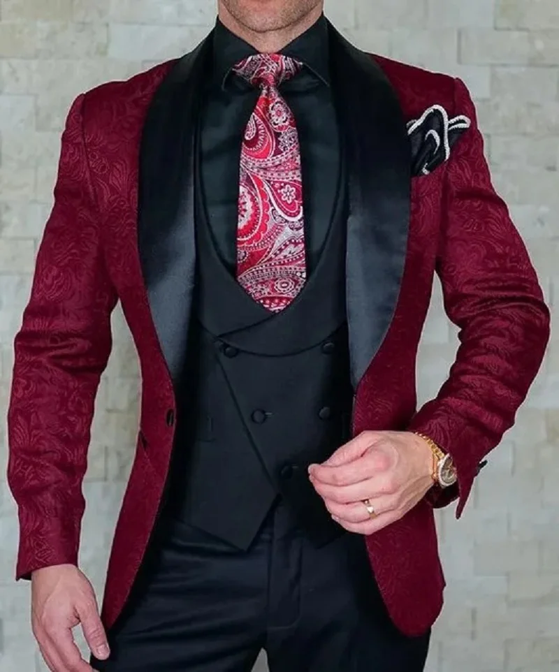 Men's Wedding Suit Italian Design Black Smoking Tuxedo 3-piece Set (coat Vest Pants) Men's Groom Terno