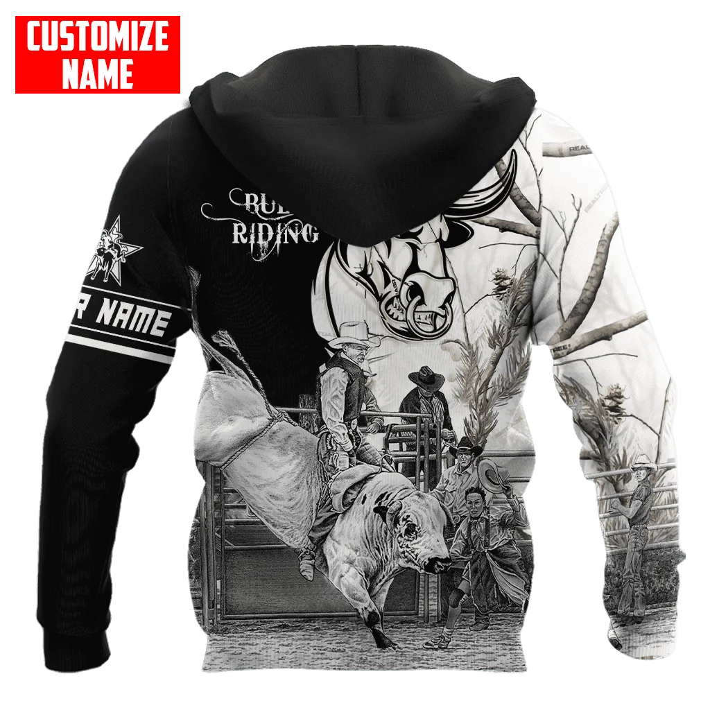 Personalized Name Bull Riding 3D All Over Printed Men Hoodie Unisex Hooded sweatshirt Streetwear Casual zipper hoodies DK444