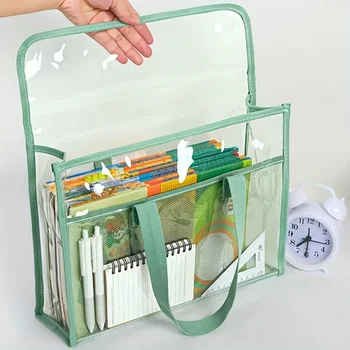 1 cartella portatile impermeabile trasparente portatile di grande capacità, borsa per riporre file espandibile, borsa per file autoadesiva in PVC per