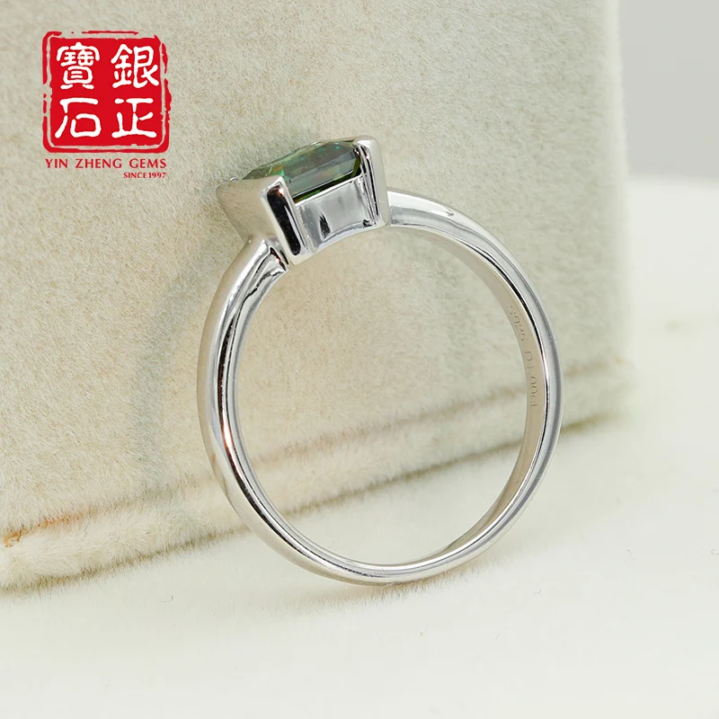 YinZheng Asscher Cut D VVS1 Green Moissanite Rings Pass Diamond Test S925 Sliver With GRA Certificate Wedding Rings For Women 3