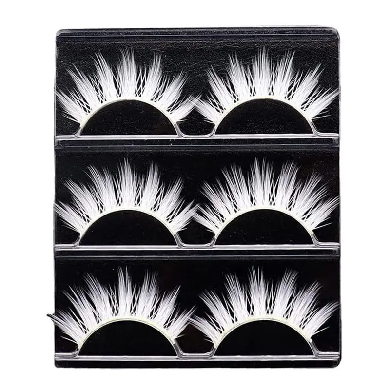 

3 Pair White False Eyelashes Cosplay Makeup White Natural False Eyelashes Stage Performance Dress Up Party Lashes Extension
