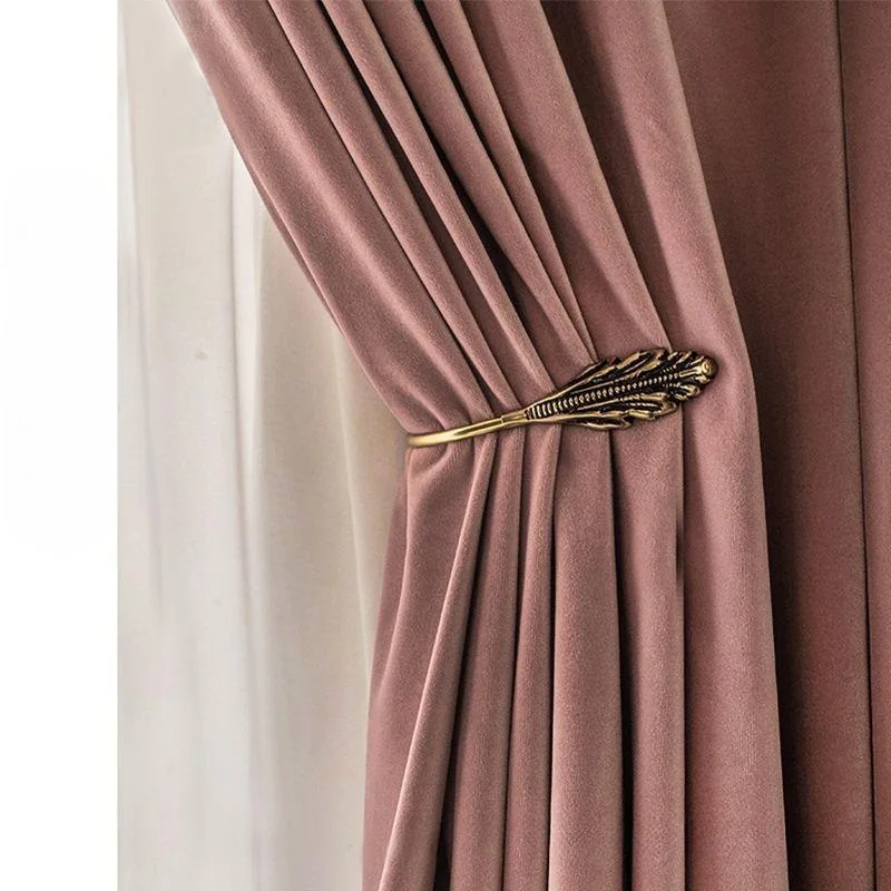 

Nordic Velvet Light Luxury Curtains for Living Room Bedroom Simple Solid Color Dirty Pink Sagging Sensation Blackout Curtains