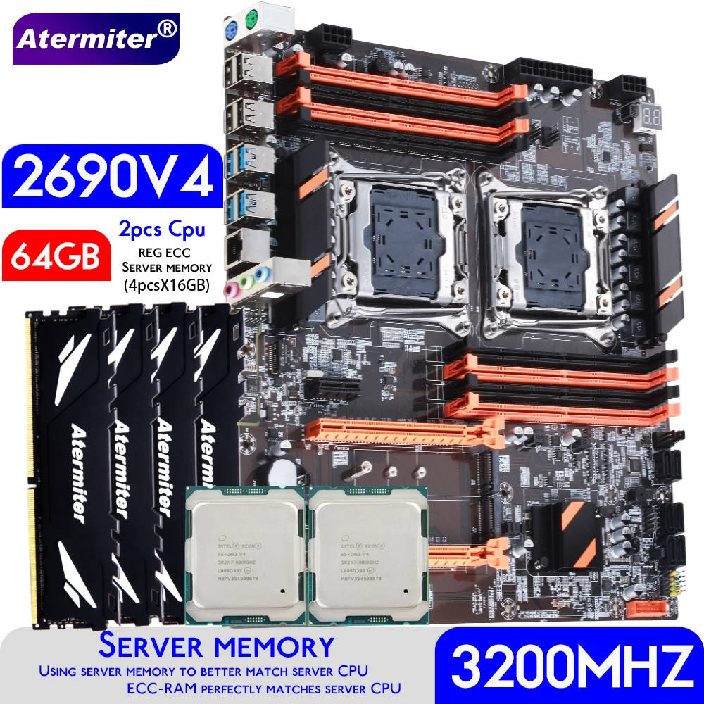 Atermiter-Dual-X99-Motherboard-With-2011-3-XEON-E5-2690-V4-2-CPU-With ...