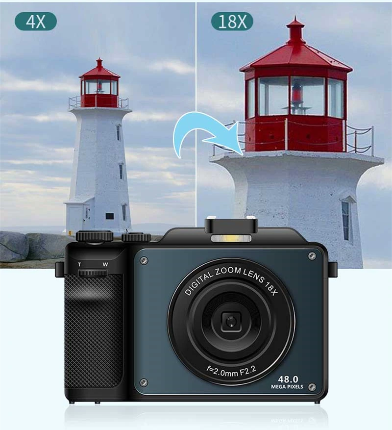 DIY Shell 48MP Digital Camera For Photography Front Rear Dual Lens Selfie 4K Camcorder Recorder 18X Auto Focus Youtube Webcam