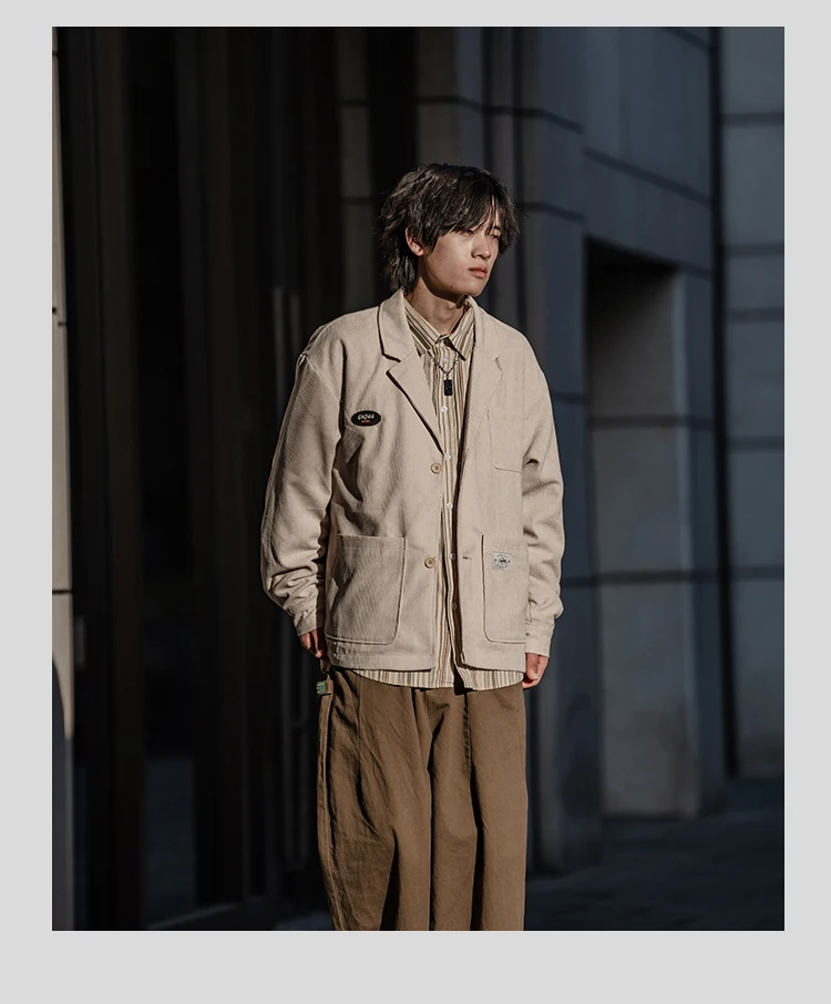 3 Pcs Autumn Set Men Women Vintage Corduroy Jacket Long Pant