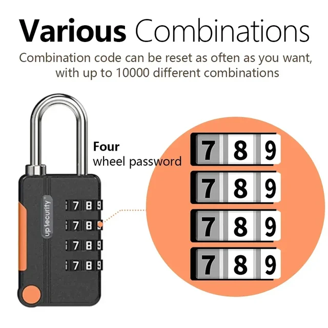 Four Digit Code Combination Padlock for Travel Luggage Case Keyless Shackle Lock Backpack Security 2