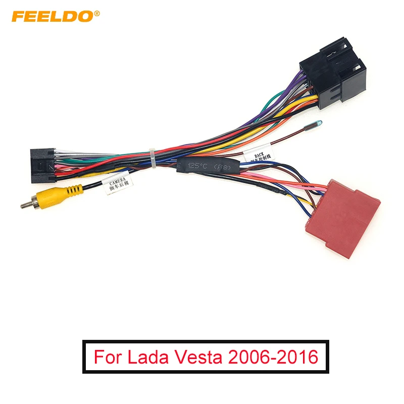 

FEELDO Car Audio Wiring Harness For Lada Vesta Aftermarket 16pin CD/DVD Stereo Installation Wire Adapter
