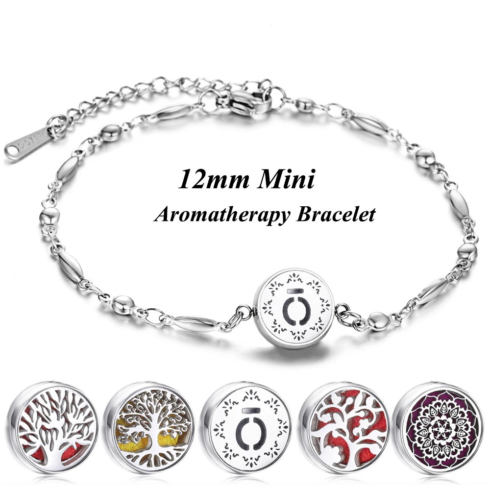 Tree of Life 316L Stainless Steel Aroma Diffuser Bracelet 12mm Perfume Essential Oil Diffuser Aromatherapy Bracelet bracelet jewelry