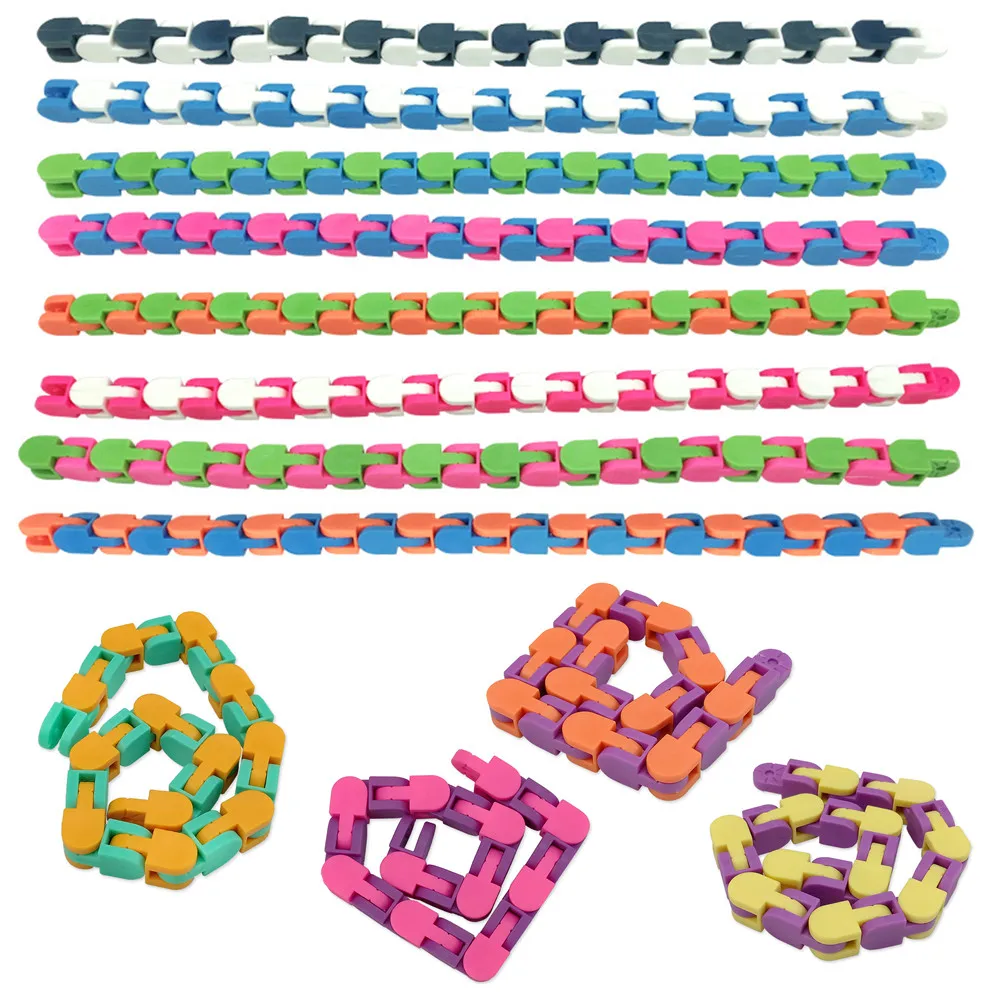 

28cm Wacky Tracks Fidget Toys Snap Chain Decompression Toy Kids Autism Snake Puzzles Children Classic Sensory Stress Relief Toy