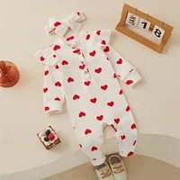 Mädchen Jumpsuit mit Herz-Print und Schleife – Bild 3