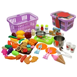 Ensemble de fruits et légumes pour enfants, 60 pièces, jeu de cuisine, ensemble de coupe de nourriture, jouets de cuisine pour enfants, accessoires de fruits et légumes avec Sh 