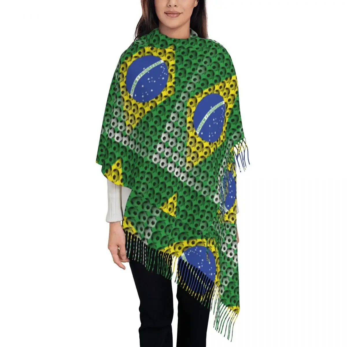 

Soccer Print Women's Pashmina Shawl Wraps Fringe Scarf Long Large Scarf
