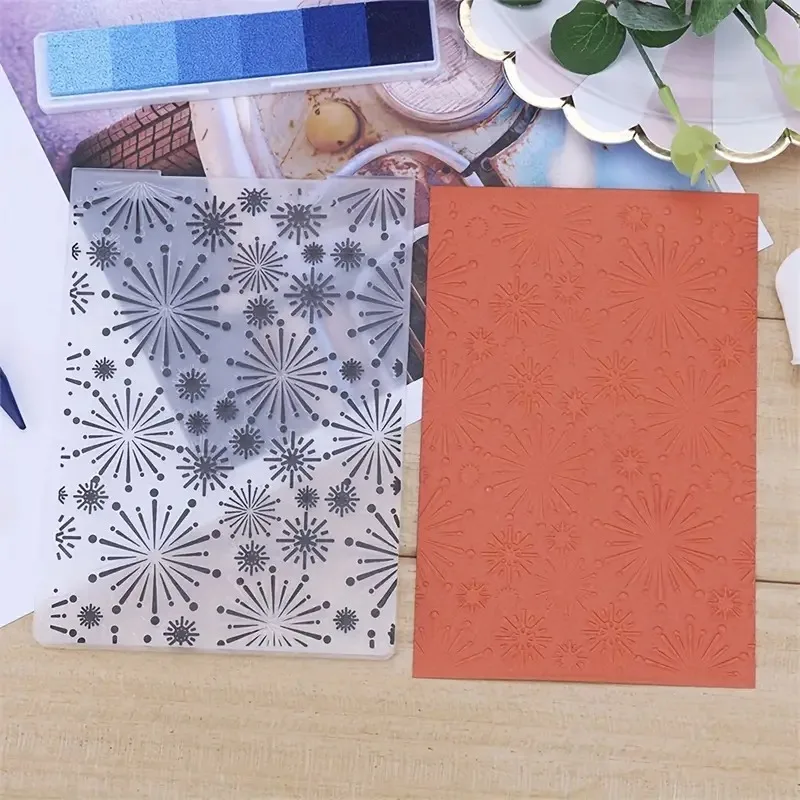1pc Embossing Folder Firework Pattern Plastic Embossing Folder Machine Template for Card Making Scrapbook Paper Album Craft DIY