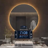 Mirror Round Mirror Wall-mounted Smart Bathroom Mirror LED Touch Screen High Definition Anti-fog Luminous Wall-mounted - Image 2
