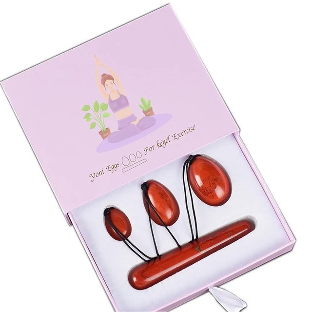 Jaspe rouge naturel pour femmes, exercice Kegel, œuf Yoni, resserrement musculaire du plancher pelvien, boule Ben Wa vaginale, œufs de Massage en Jade lisse 1