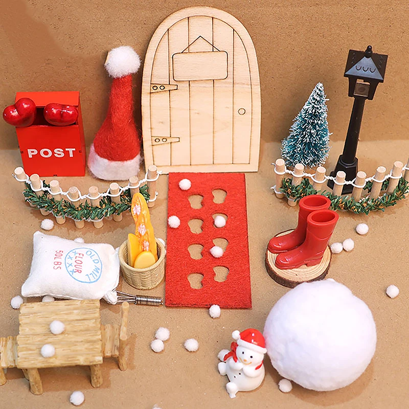 

Mini Christmas Set Accessories Dollhouse Decoration Miniature Christmas Hat Christmas Tree Best Gift For Kids Furniture Toys