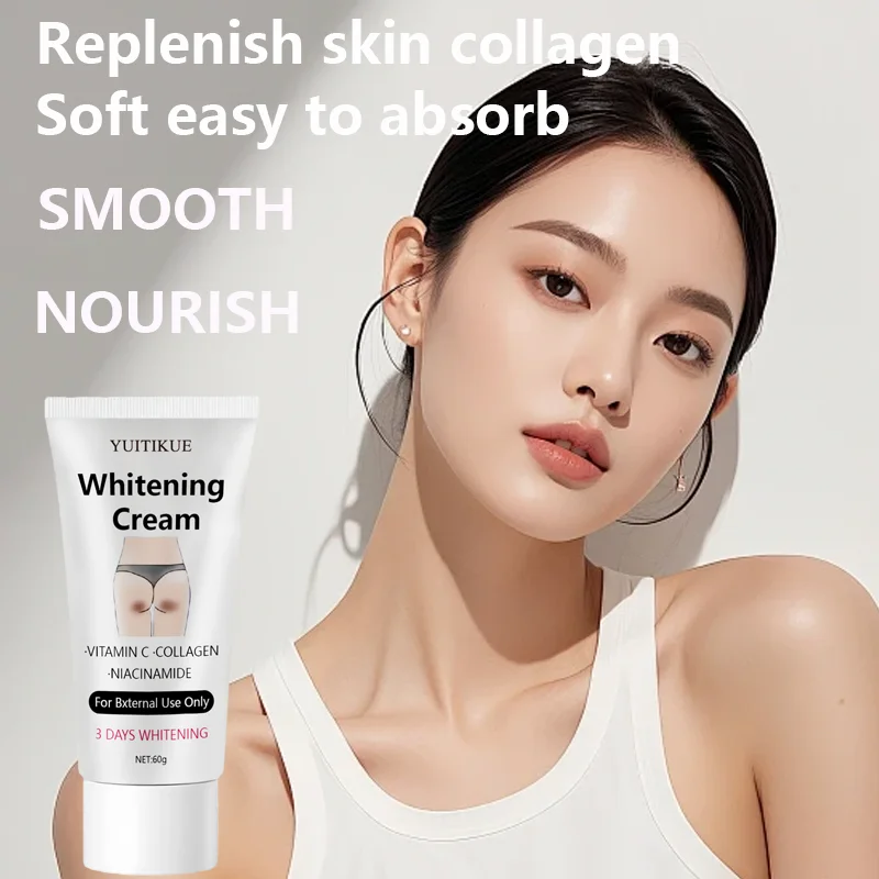 60g Whitening Body Lotion & Moisturizer - Alcohol-Free, Moisturizing Formula for Back, Legs, Arms - Contains Collagen Hyaluronic