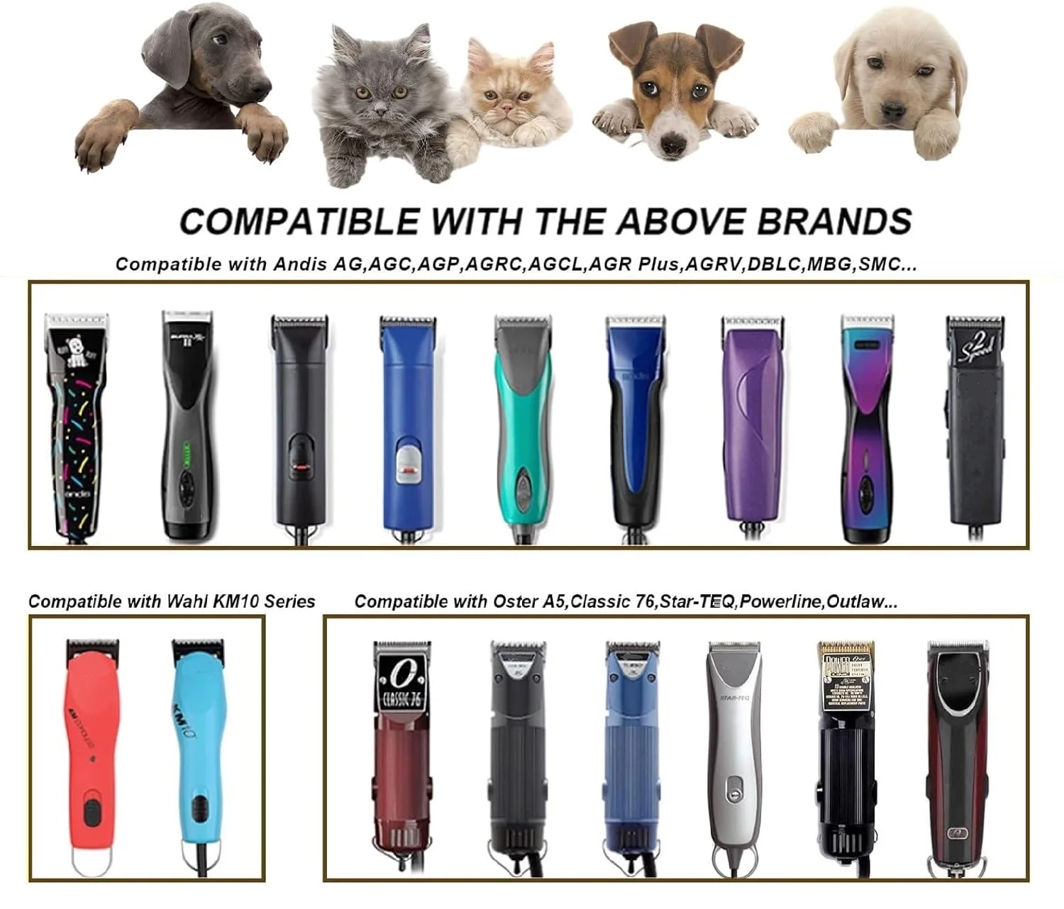 10#,30#,15#,4FC#,5FC#,7FC# Black Dog Grooming Detachable Pet Clipper Blade Compatible with Wahl KM,Most Andis,Oster A5 Clippers