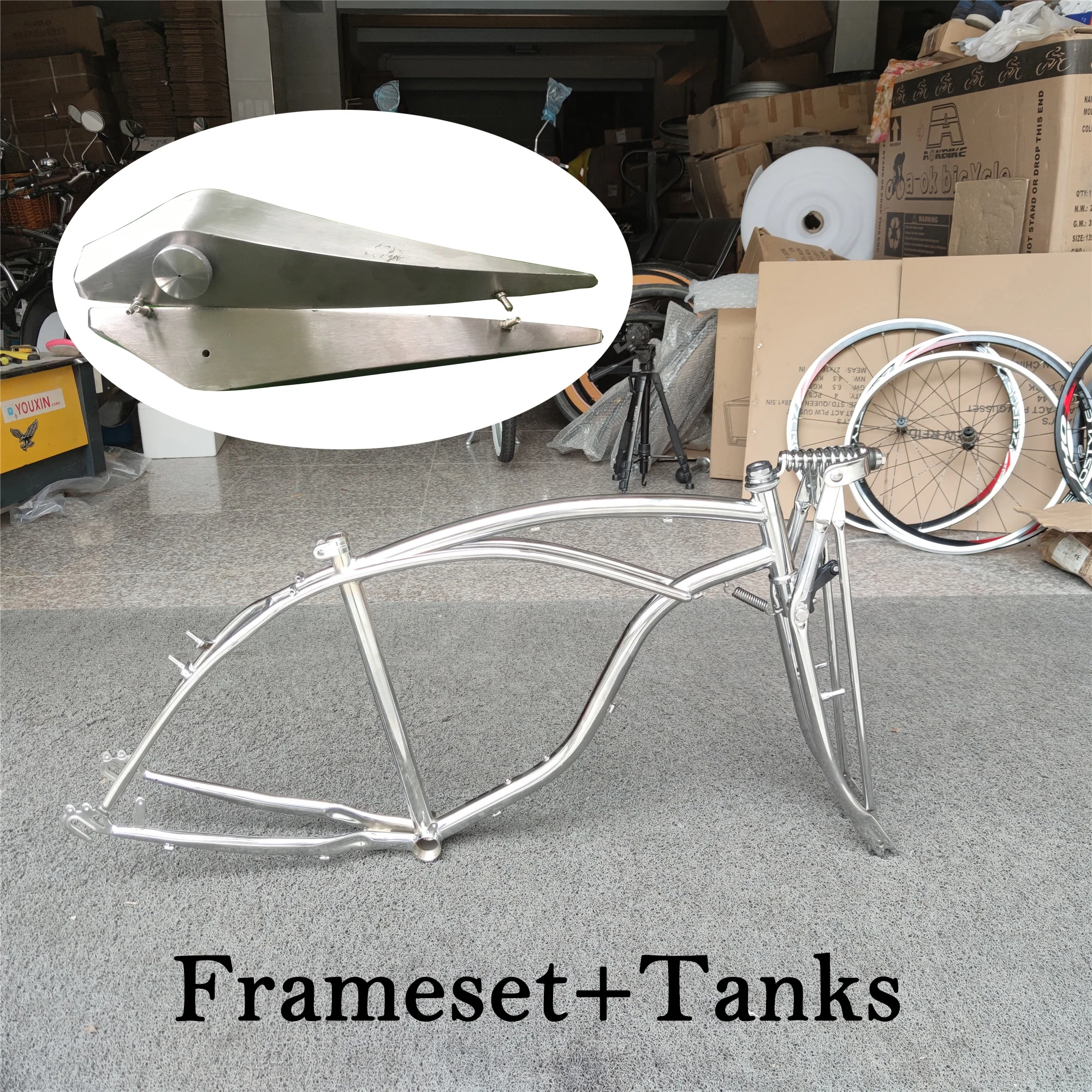 S.S Gasoline Tank Set Retrofit Vintage Engine Oil Bicyle