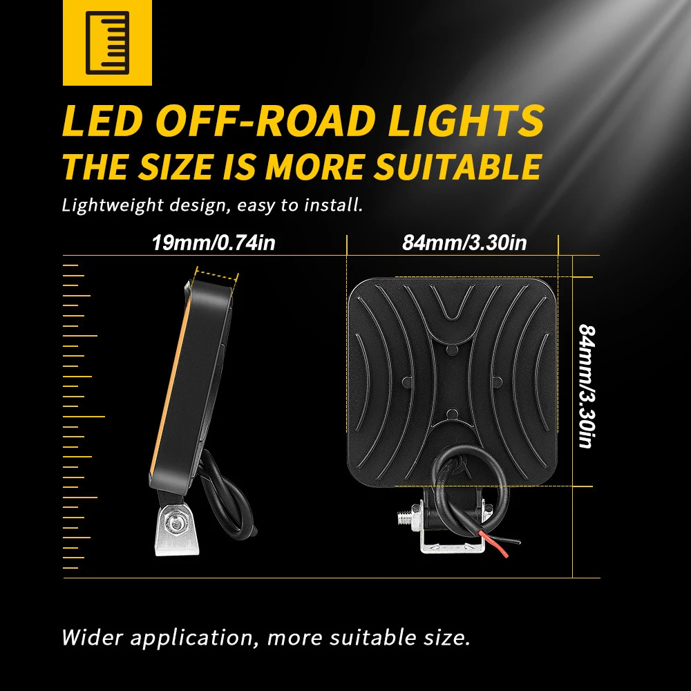 12V 48W Waterproof LED Work Light Bar Mini Square Spotlight Off Road Driving Light Headlight for Car Truck Boat SUV Motorcycle images - 6
