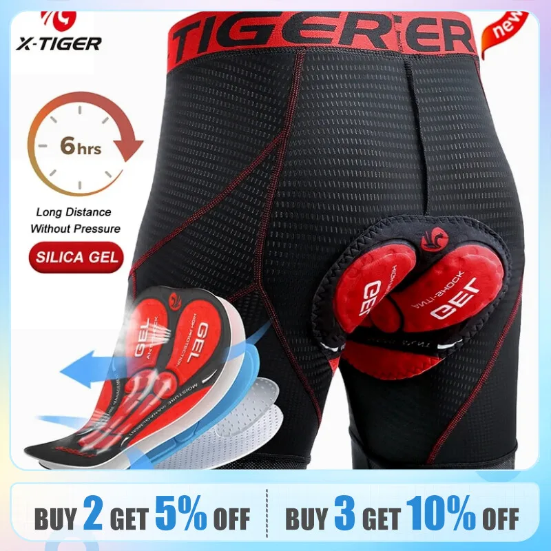 Short De Cyclisme VTT X-TIGER 5D Noir2 - Taille 3XL, Respirant, évacuation De La Transpiration
