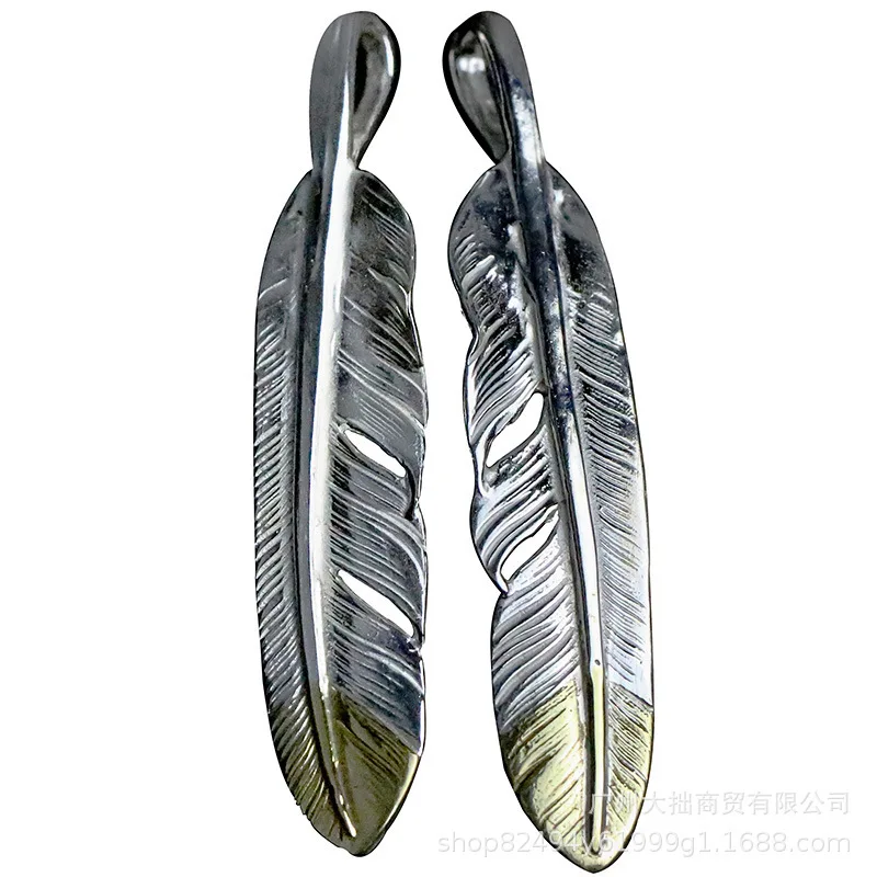 The latest engraved genuine BOCAI little feather Pendant s925 Silver handmade accessories