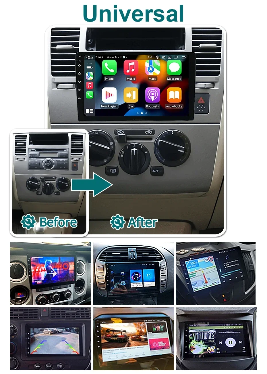 7" 9" 10" 13,1" Bildschirm Universal Carplay Android 14 Auto Autoradio für Volkswagen Nissan Hyundai 2din Multimedia Autoradio Stereo – Detail 2