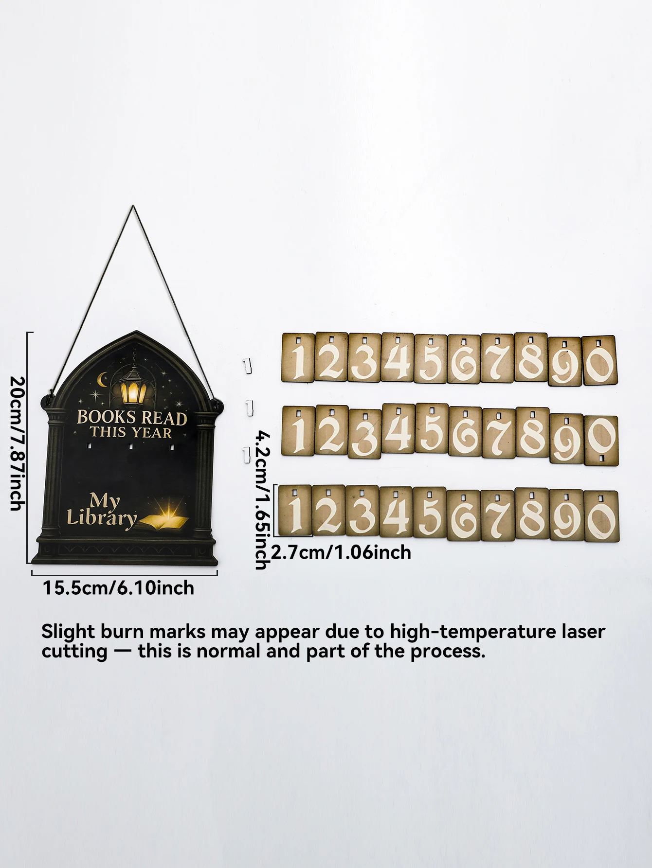 Sihirli Kitap Okuma Takipçisi İşareti, Numara Tahtalarıyla Asılı Kütüphane Dekoru, Gotik Fener ve Ay Tasarımı, Kitapseverler ve Okuyucular İçin Hediye