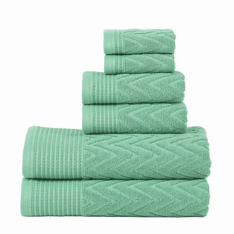 

Cotton Chevron 6-Piece Towel Set - Cascade Nezuko Teema towels Compressed towels Turkish beach towel Golf towel Dish towels for