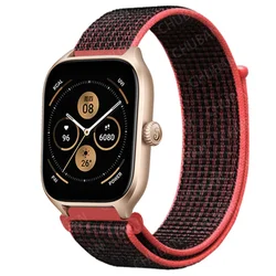Nylon Loop Band Smartwatch Strap - 20mm/22mm Adjustable Bracelet for 22mm watchband (10 red and black)