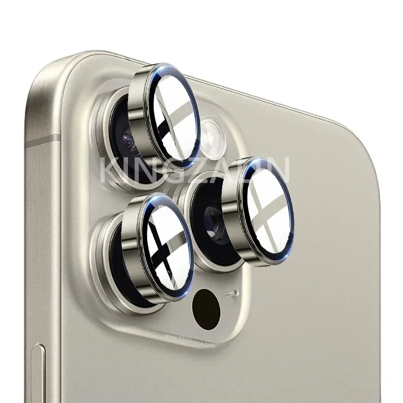 Blue Metal Lens Ring Camera Protector Covers with Full Glass Shield