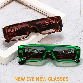 New Retro Square Double Color Sunglasses For Women Men Fashion Metal Cheetah Decoration Sun Glasses Eyewear Shades UV400 Trendin 2