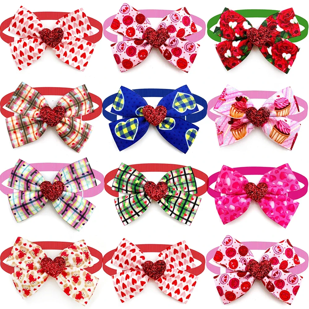 

Cute Wholesale Small Dog Bow Ties Valentine's Day Pet Dog Cat Adjustable Collar Supplies Pet Holiday BowTie Grooming Products