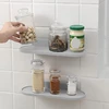 Bathroom Storage Shelf Plastic Wall Mount Shelf Adhesive Soap Shower Shelves Seasoning Bottle Bracket Storage Rack   رف تخزين 4