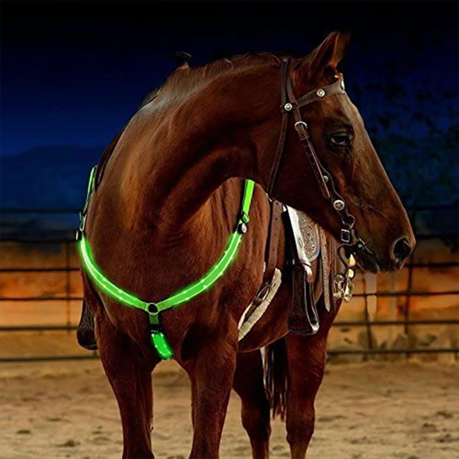 Horse Riding Equipment Horse Equipment Breastplate Nylon LED Night Flashing Light Bar Harness Outdoor Sports USB Charge Riding Decorations Belt