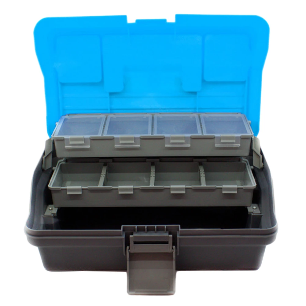 3-Layer Folding Fishing Gear Box Portable Storage Tool Box Multipurpose Fishing Toolbox with Handle for Tackle Storage