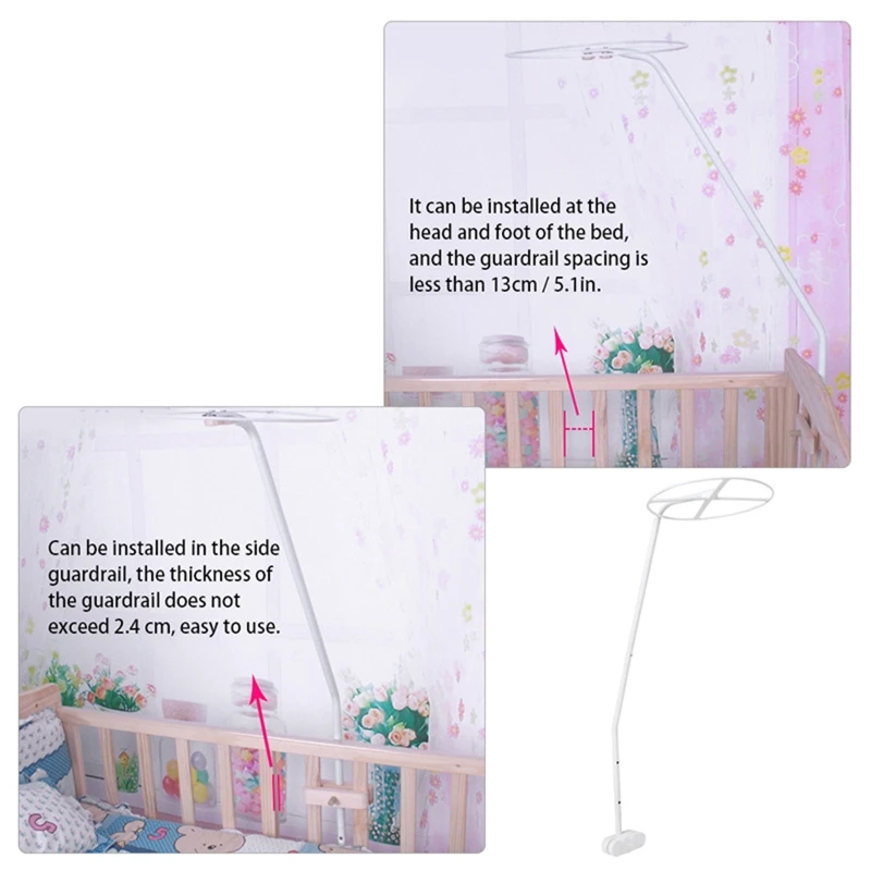 Universal Metal Mosquito Net Stand Bed Clip-On Bracket Infant Girls Bed Clip On Adjustable Holder (Stand Only)