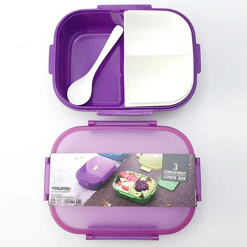 Compact & Versatile 3-Compartment Microwaveable Lunch Box with Kettle