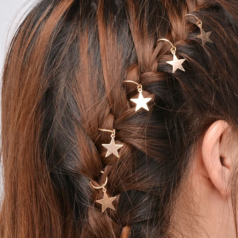 Set Circle Shell Cross Pendant Women Hairwear Dreadlocks Locs Headbands Hair Clips Ornaments Gift
