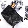 Black Skull Cosmetic Bag Women PU Leather Makeup Bag Travel Organizer For Cosmetics Toiletry Kit Bag Dropshipping 2
