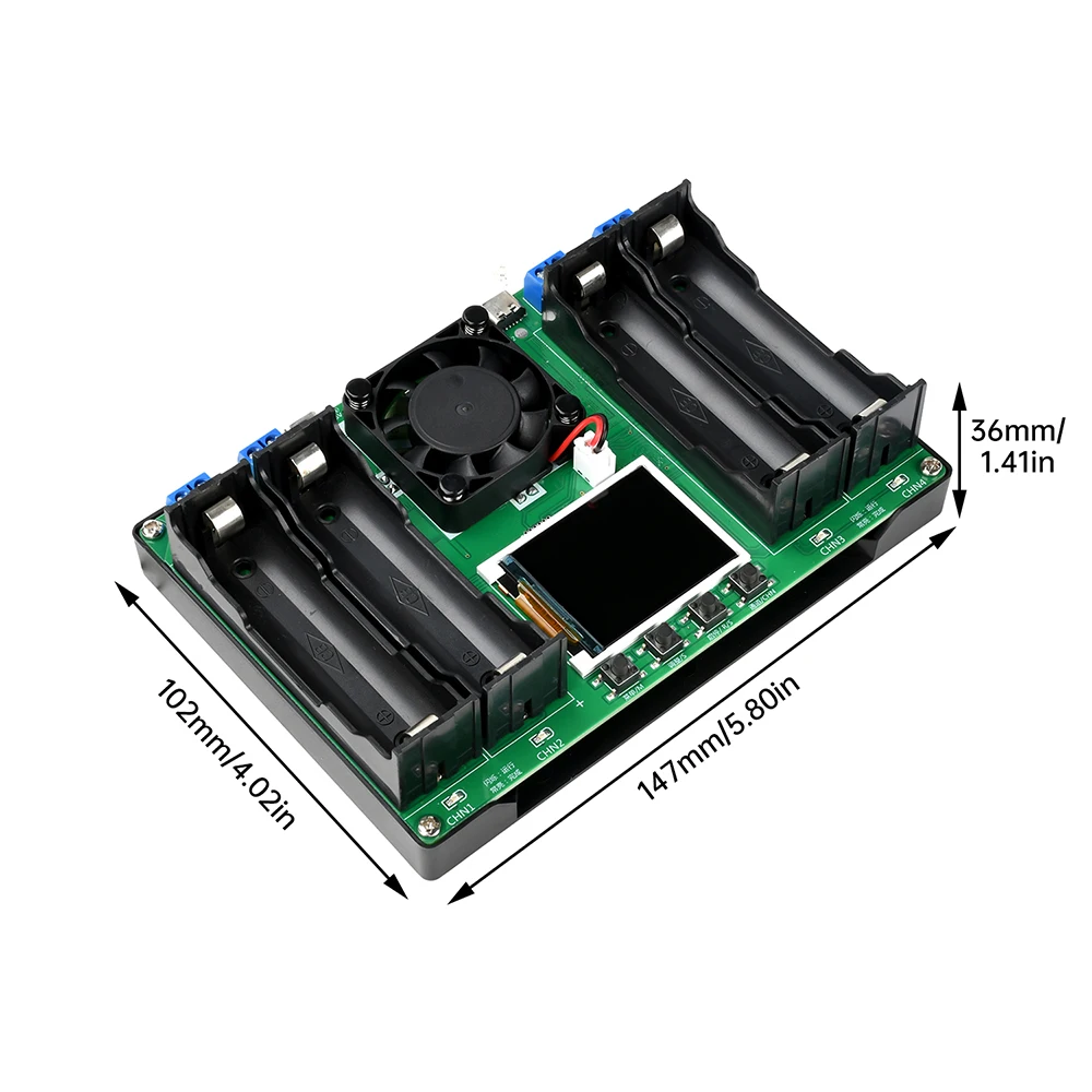 Type-C 4Channel Battery Capacity Tester LCD Display MAh Lithium Digital Battery Detection Module for 18650/21700