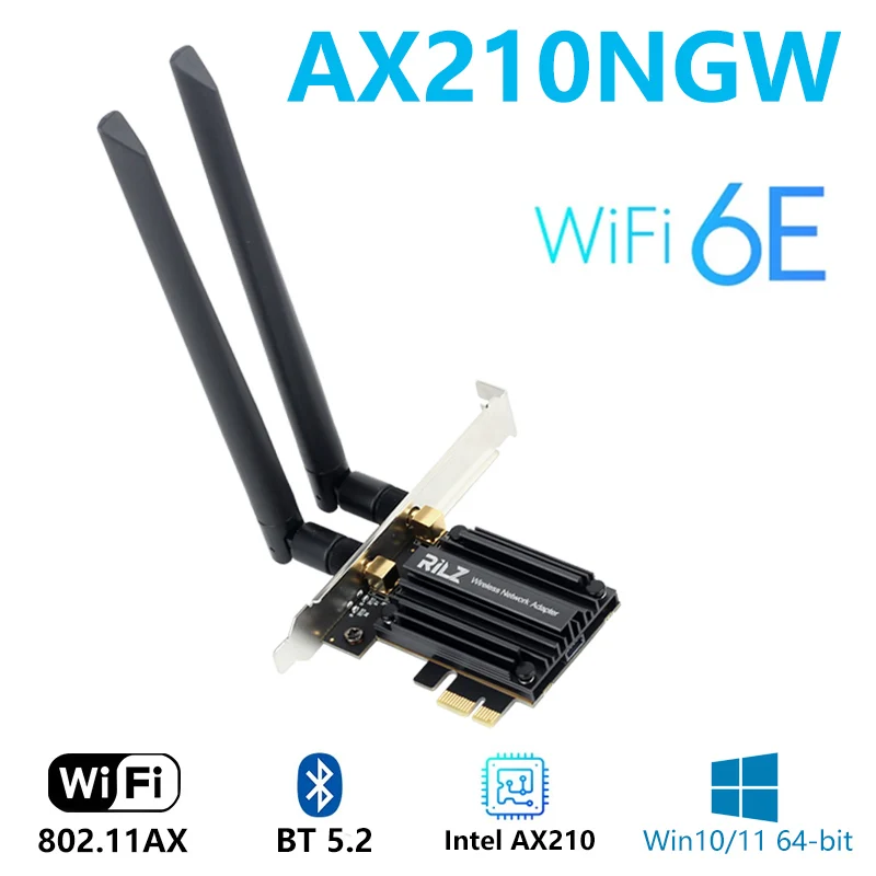 mobile lan adapter Triple Band Gigabit wireless network card AX210 AX200 8265AC cooling desktop wireless network card AX210 supports6G Bluetooth5.2 wireless card for pc Network Cards