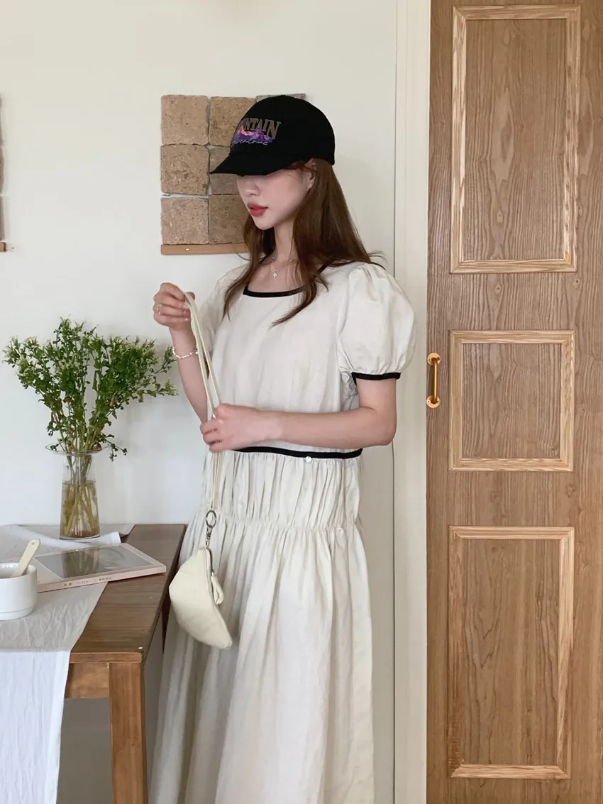 Sommer neue Kontrast farbe schlanke Frauen Kleid Mode Straße Retro hohe Taille Kleider weiblich schick süß elegant Frau Kleid – Detail 38