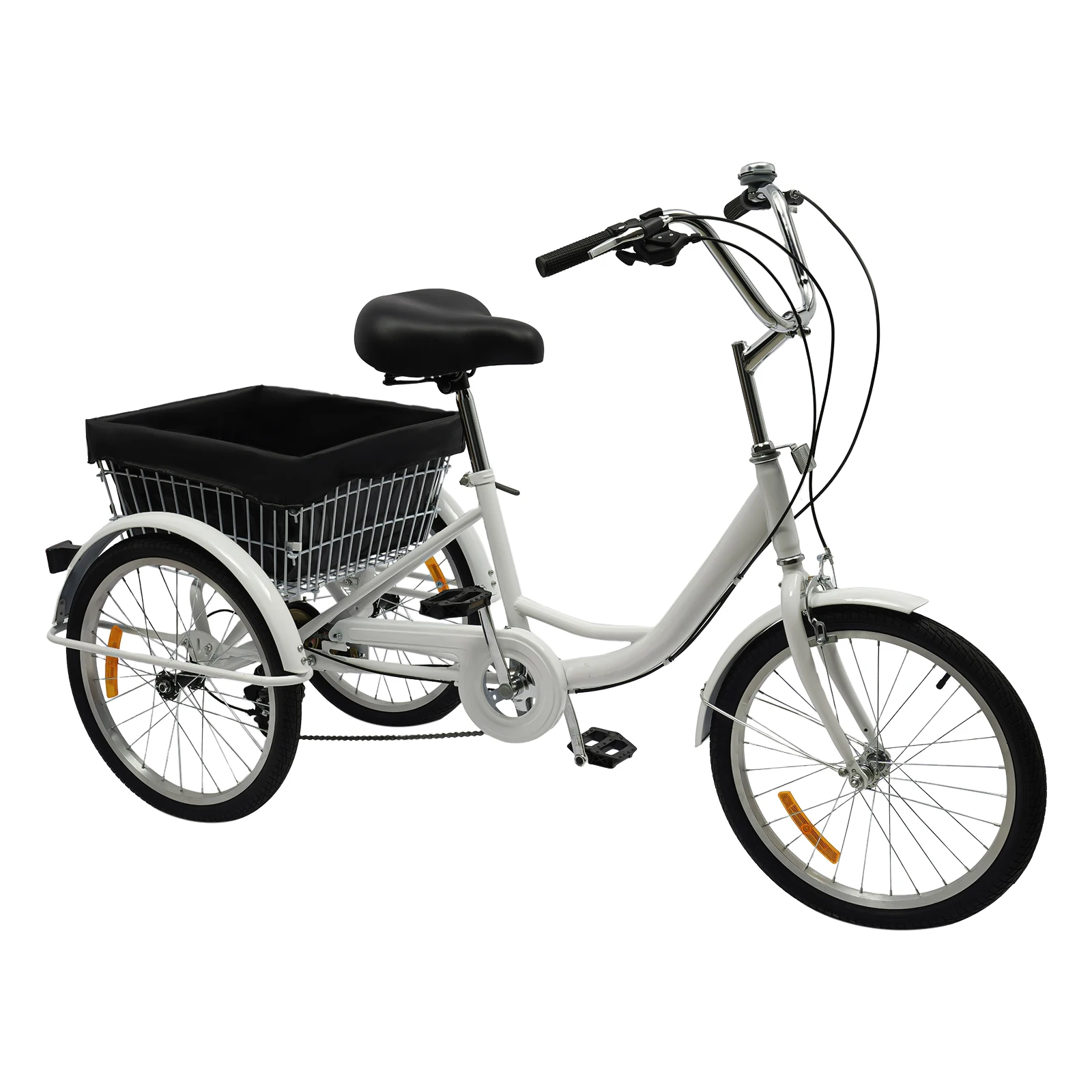 Triciclo Pieghevole Per Adulti 24'' 7 Marce: Telaio In Acciaio, Sedile Regolabile, Cestino Posteriore 25kg, Per Anziani E Mobilità