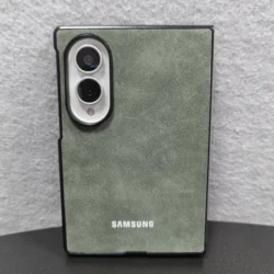 Luxury Sheepskin Leather Slim Case with Matte Shockproof Cover for Galaxy Z Fold 8 (Green)