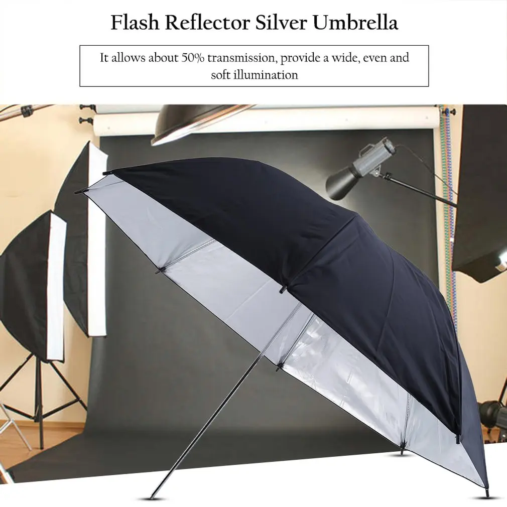 

1Pcs 83cm 33" Photo Studio Flash Light Grained Black Silver Umbrella Reflective Reflector Wholesale