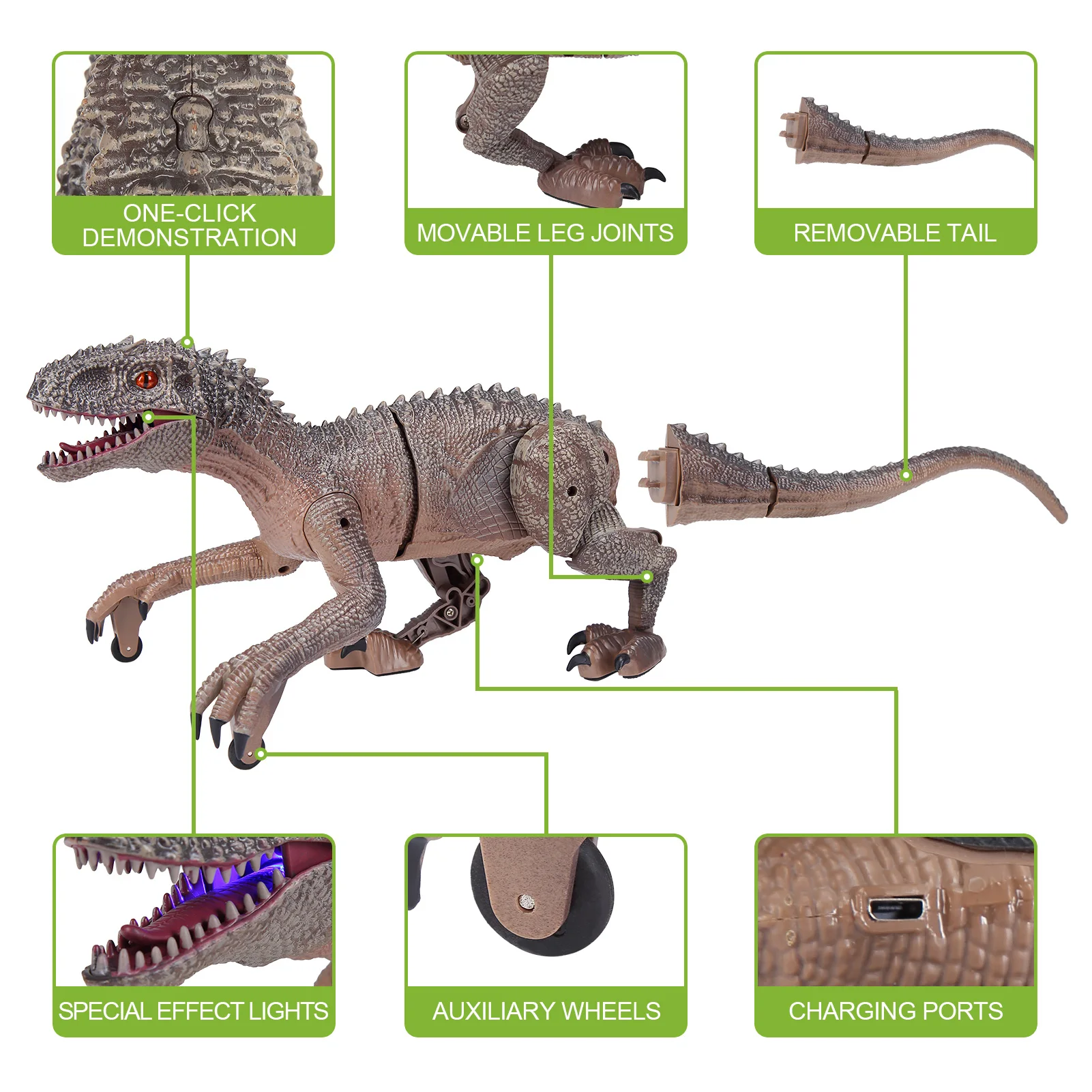 RC Dinosaur, Remote Control Dinosaur, Jurassic Velociraptor Toys with 50 Sheets Dinosaur Stickers, Walking Sounds Mode 2