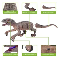 RC Dinosaur, Remote Control Dinosaur, Jurassic Velociraptor Toys with 50 Sheets Dinosaur Stickers, Walking Sounds Mode 2