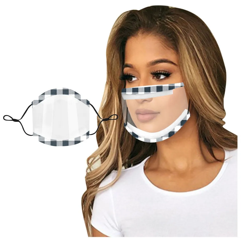 Prints Mask Clear Window Visible Expression Face Cover For Deaf Mute People Outdoor Dust-Proof Face Protective Mask
